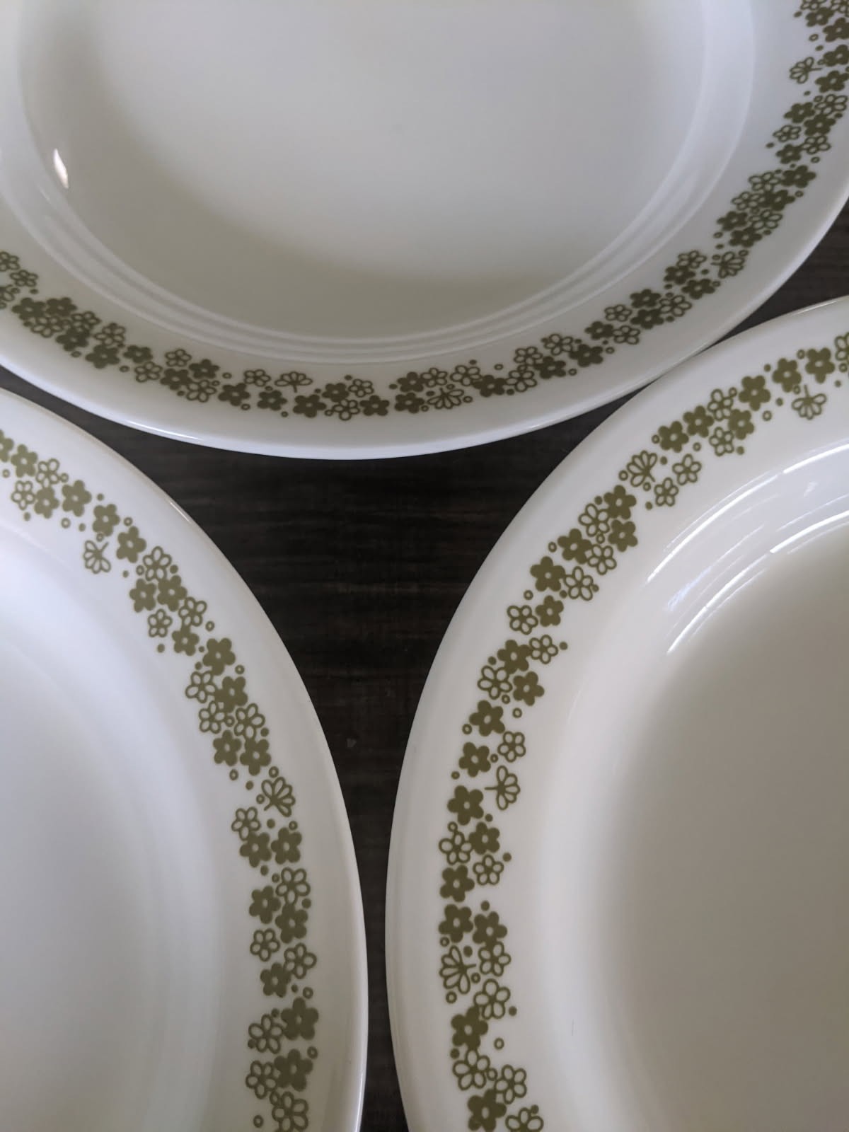 CORELLE SPRING BLOSSOM GREEN FLAT RIMMED SOUP BOWL x 3 PREOWNED PLEASE READ!!!!