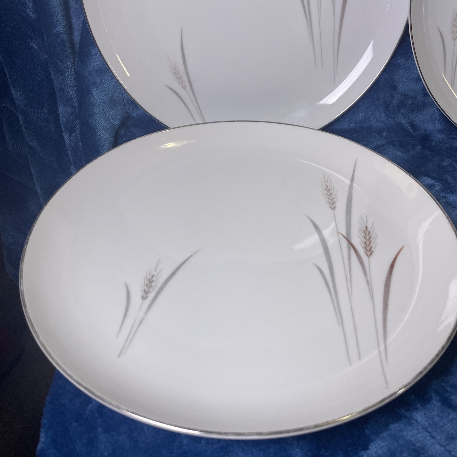Fine China Japan Platinum Wheat Set Of 4 Dinner Plates 10 1/4″