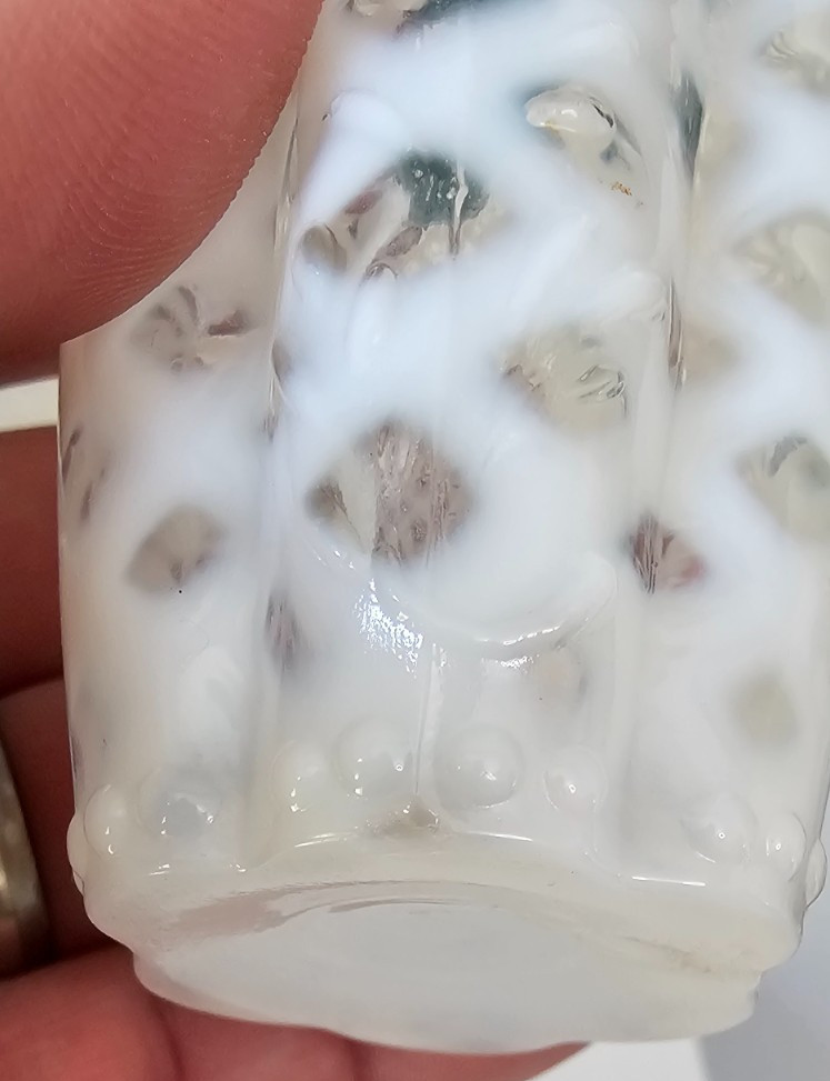 EAPG Victorian Glass Salt Pepper Shaker Opalescent White Ribbed Lattice
