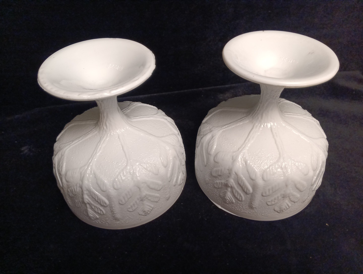2 White Milk Glass Pedestal Bowl Goblet Footed Flower Vessel FTD 1978 6″H