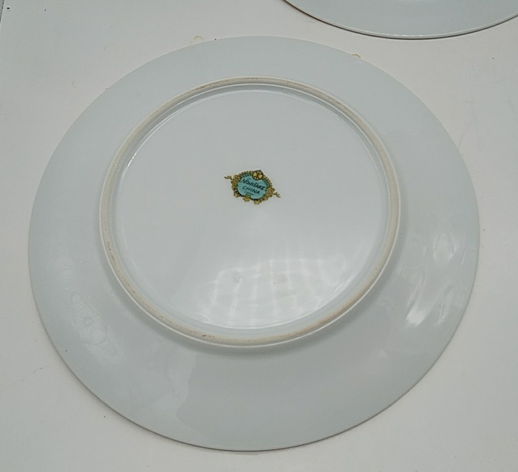 6 Noritake Pink Floral Salad or Dessert Plates White Pink Green Leaves Vintage