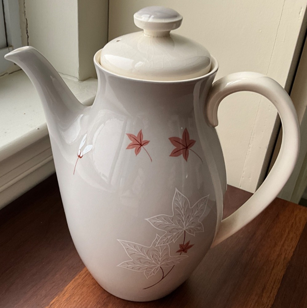 Royal Doulton Angel Wings Coffee Pot-Brown & White Design On Gray Body 1955-1963