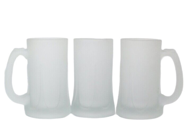 Tiara Indiana Glass Set of 4 Frosted Tankard Mugs & Pitcher Patio Beverage Set