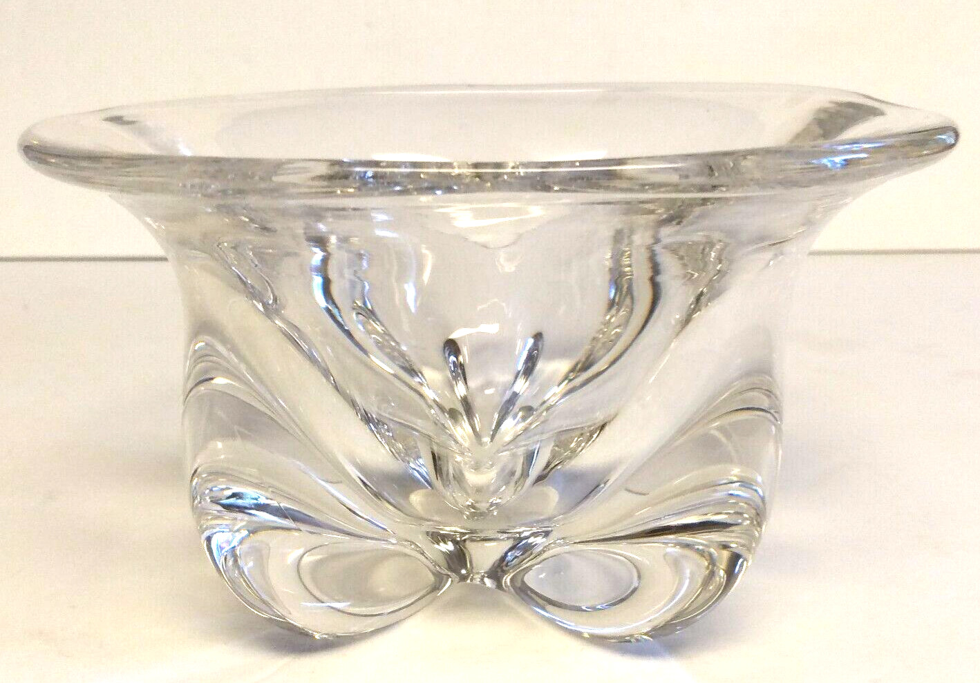 Magnor Norway Handmade Crystal 6″ Wide 3 1/2″ Tall Bowl Clear Heavy 2.7 Pounds