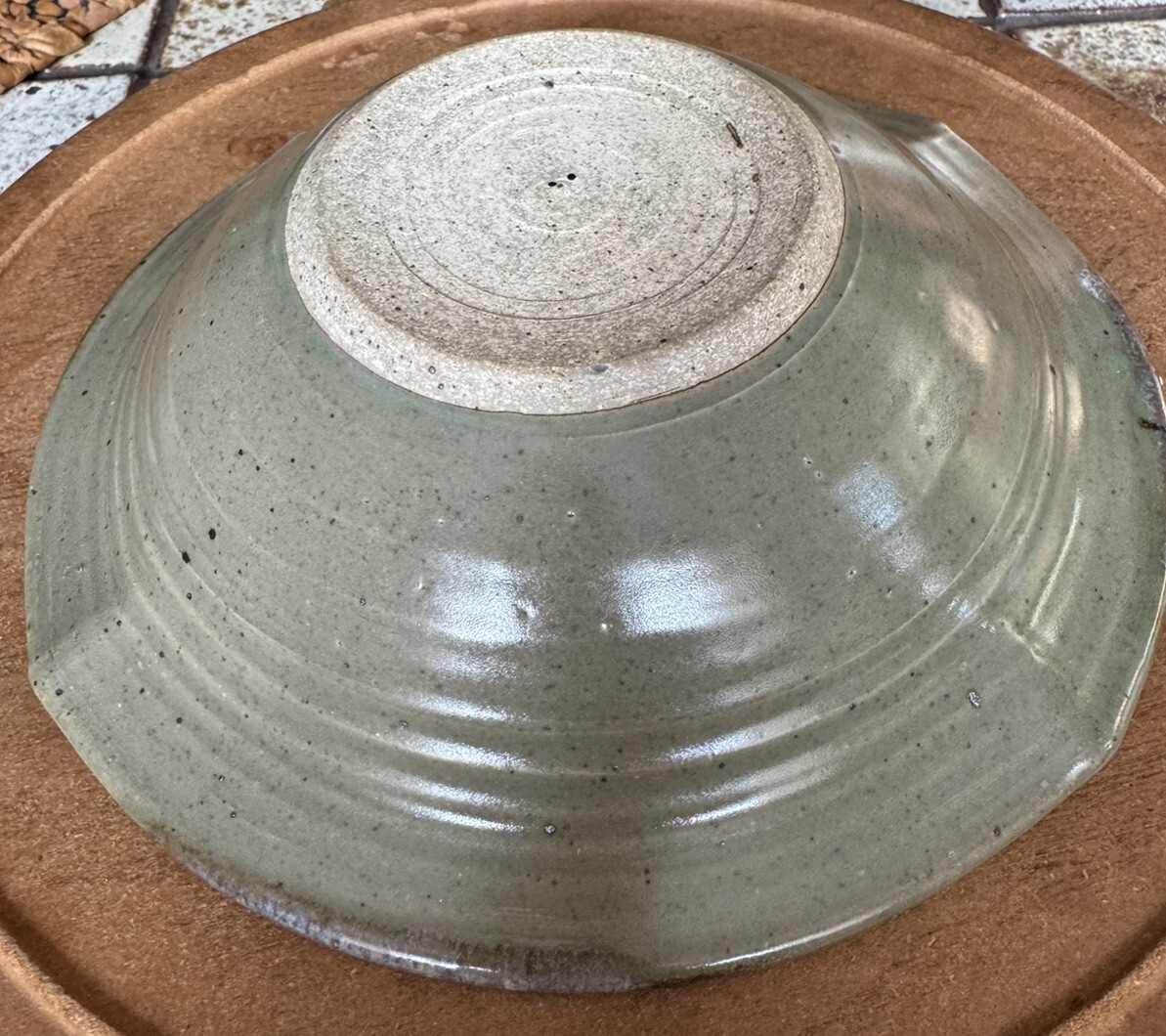 Studio Pottery Bowl Glaze Pinch On 4 Sides Handmade 8.25”D