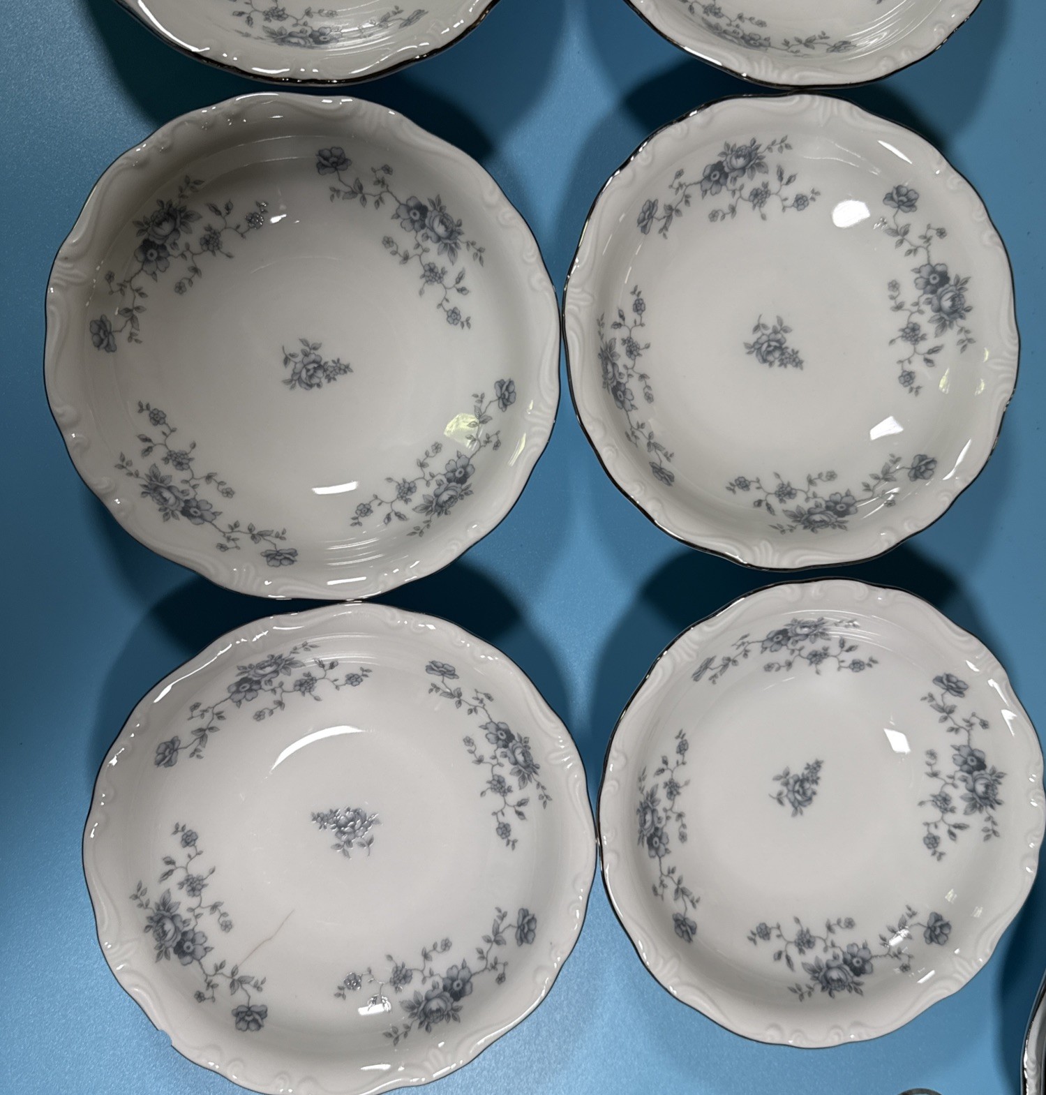 Johann Haviland Bavaria Germany Fine China Blue Garland 5⅛” Fruit Bowls- 8