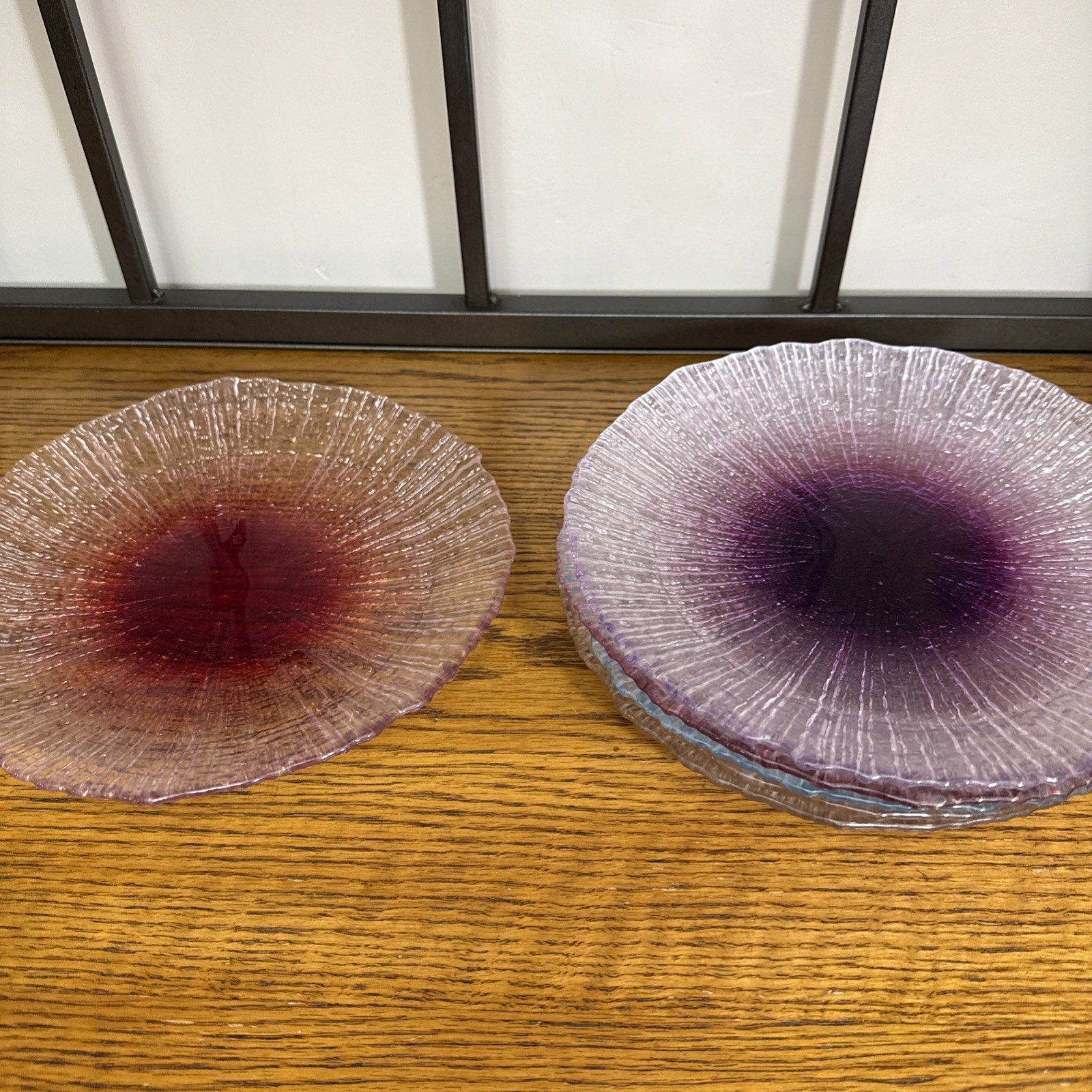 Scandinavian Multi Colored Glass Salad Plates Set Of 6 9″ Diameter