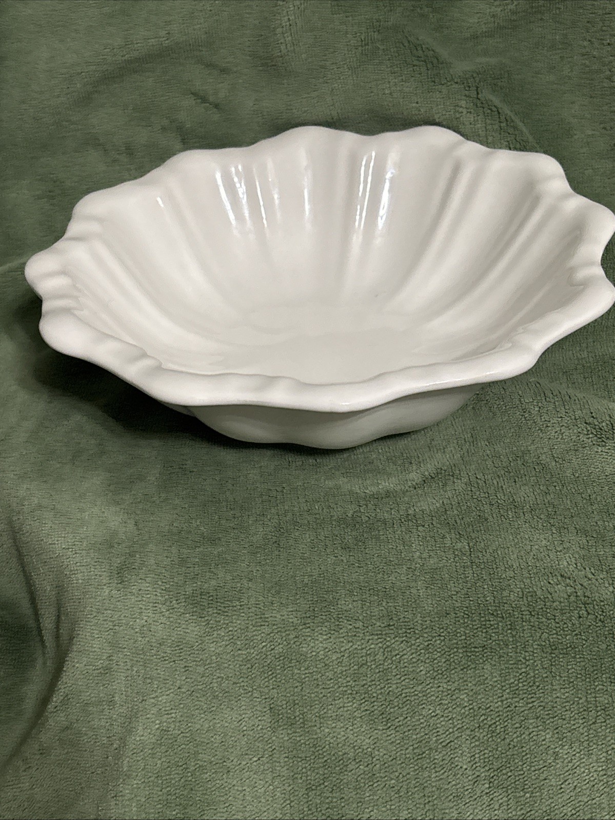 Vintage Maioliche Jessica White Ceramic 9” Fluted Bowl Scalloped Rim Italy