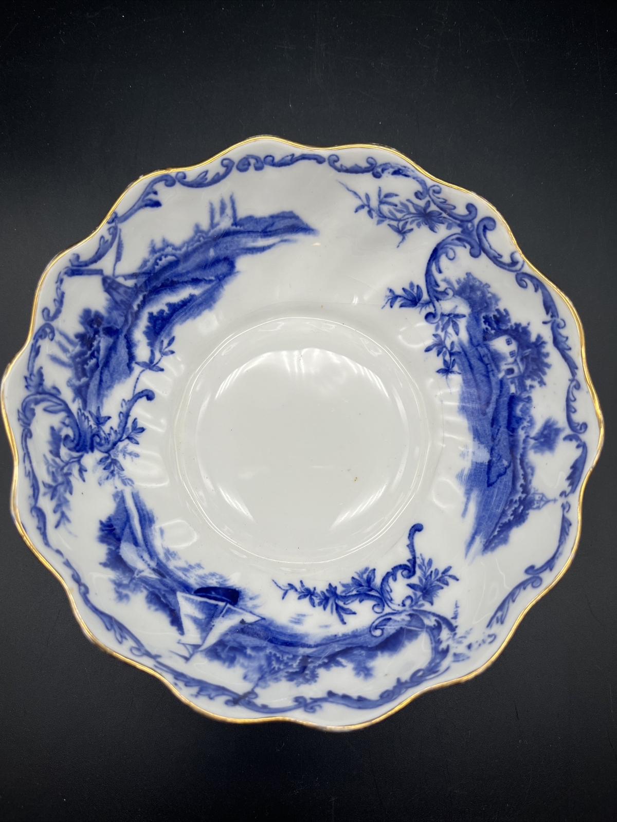 Vtg/antique William Alsger Adderley & Co. Delph Fine Bone China Bowl Blue READ