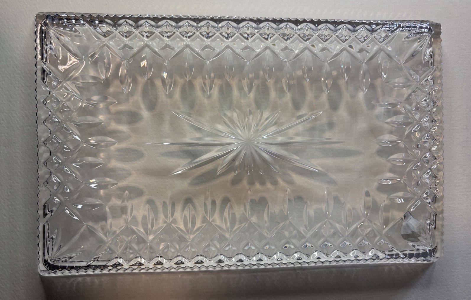 Waterford Crystal: Lismore Sandwich Tray, 11.1″ – NIB W/ Box And Seahorse Label