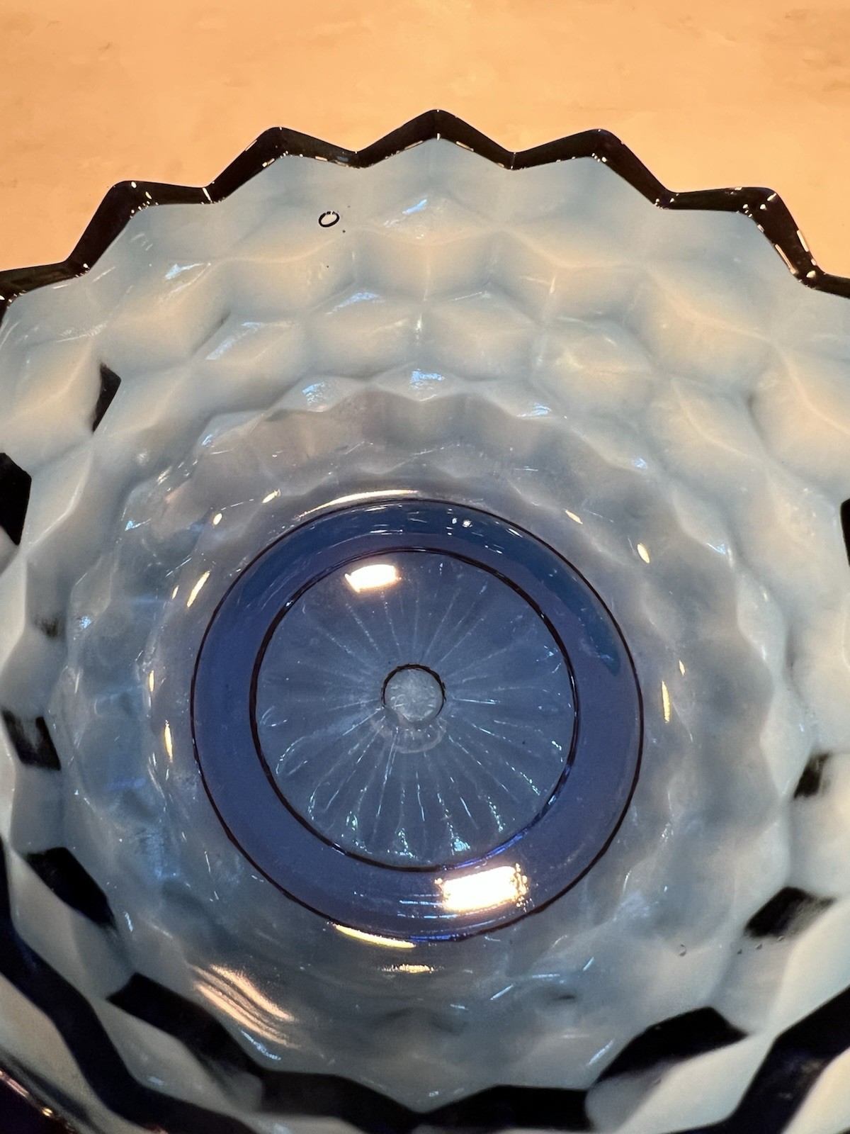 Vintage Indiana Glass Cobalt Blue Candy Dish With Lid Diamond Pattern