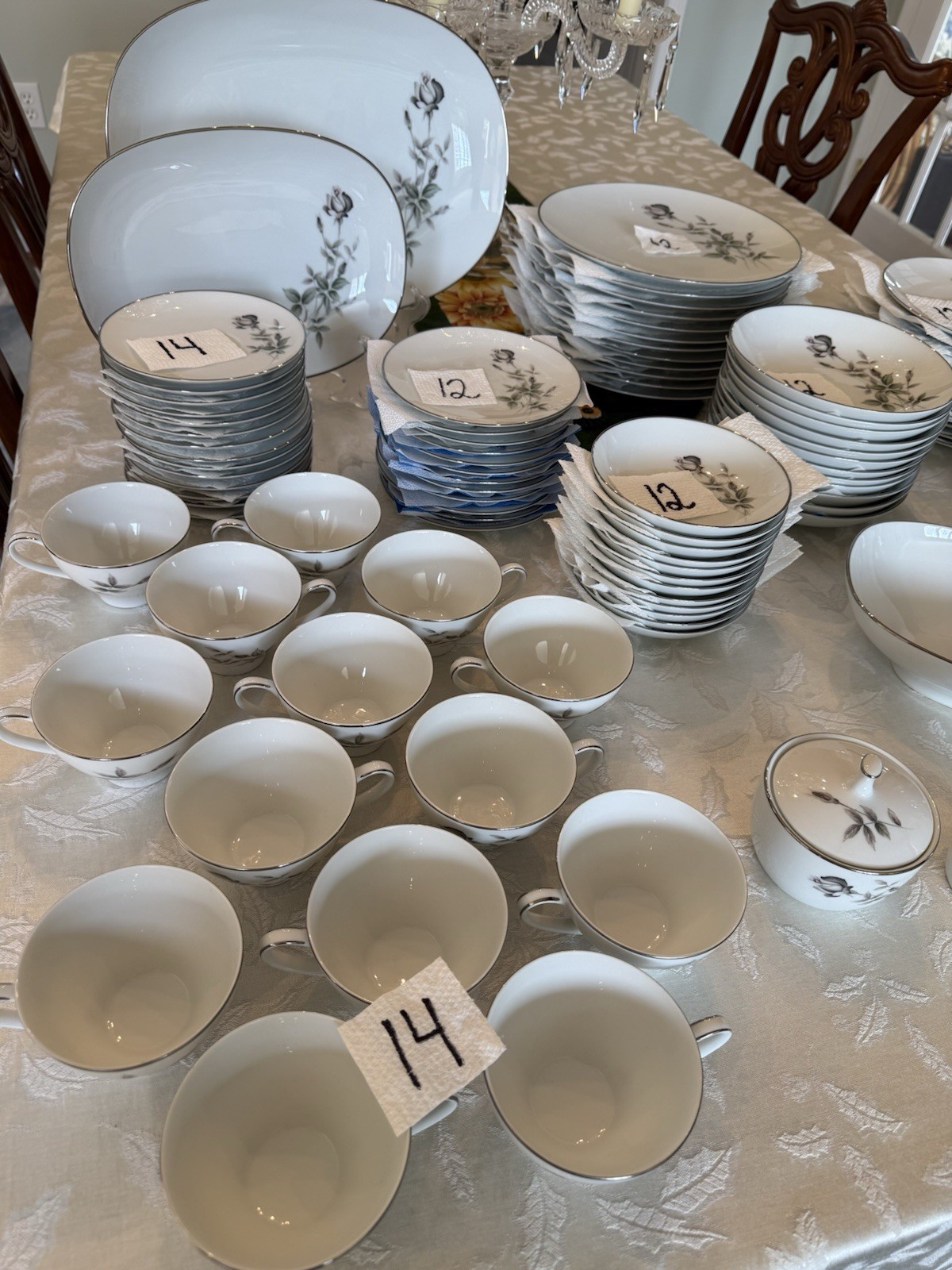 Noritake China Set JANETTE 6604 Service For 12 with Serving Pieces – EUC – 7pc