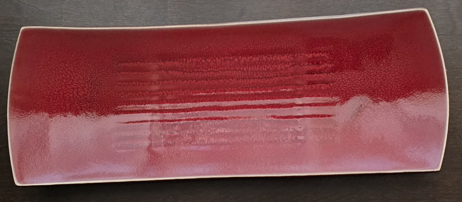 Jars Ceramistes Made In France Rectangular Platter XL 20 Inch Red Crackle Glaze