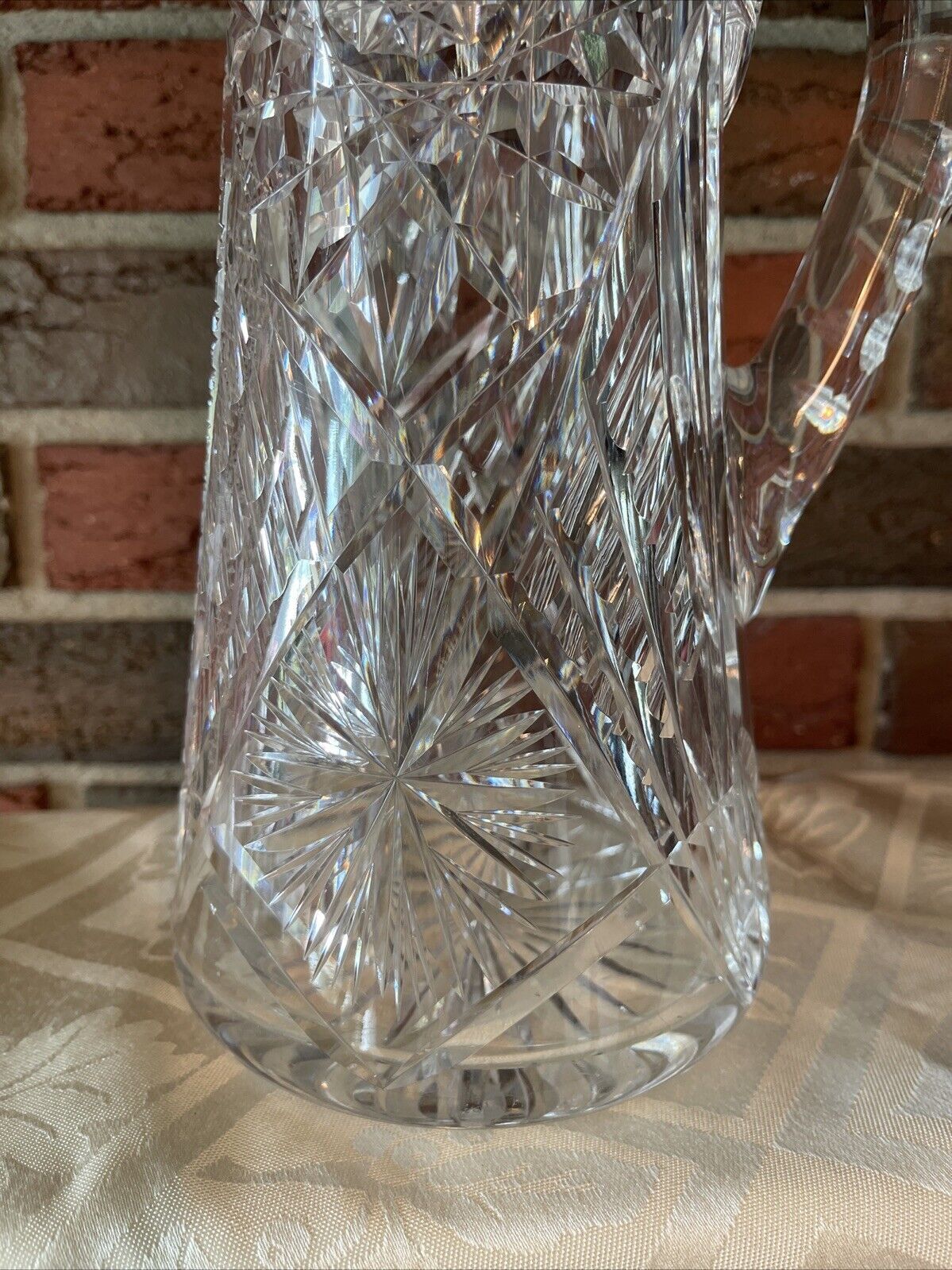Large Antique American Brilliant Cut Glass Pitcher – 10 1/2” – 5 Pounds –