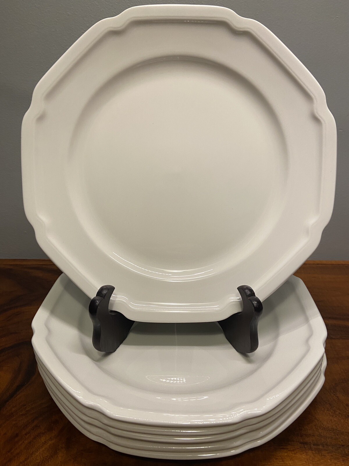 Set of 6 NEW Mikasa ANTIQUE WHITE 8.5” SALAD LUNCH PLATES Porcelain Dinnerware