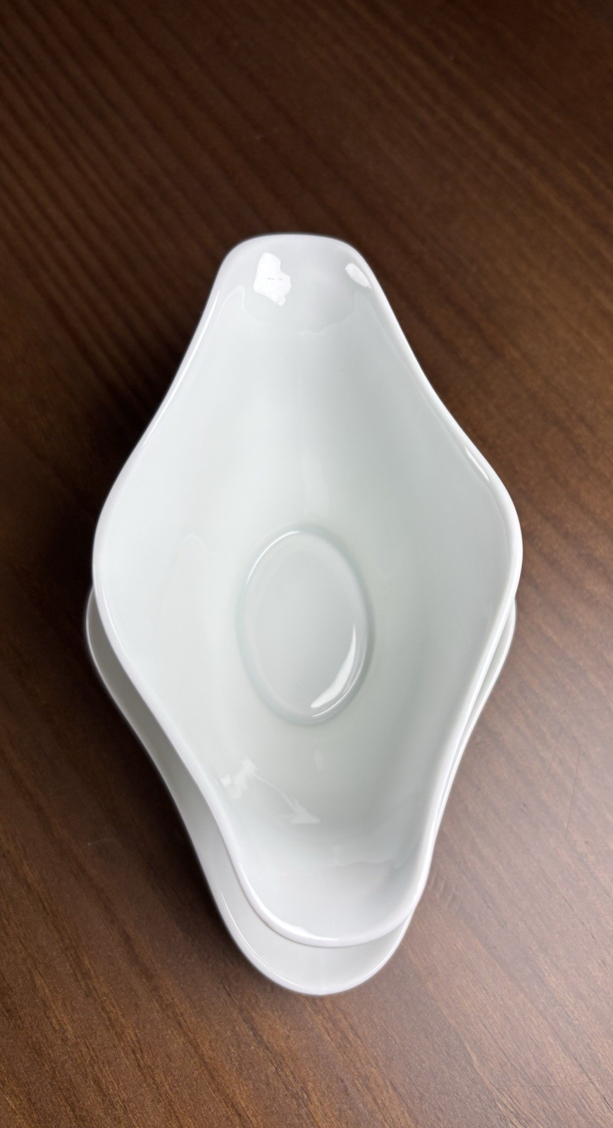 Limoges France Porcelaine Lafarge White Gravy Boat Attached Underplate EUC