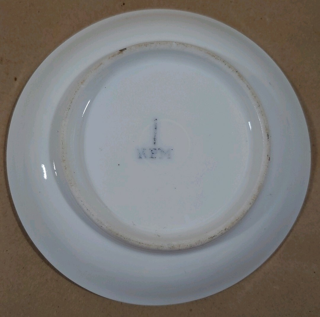 Antique KPM Tielsch Cup & Saucer Art Deco striped pattern c1890s 3.25″ h u-10F