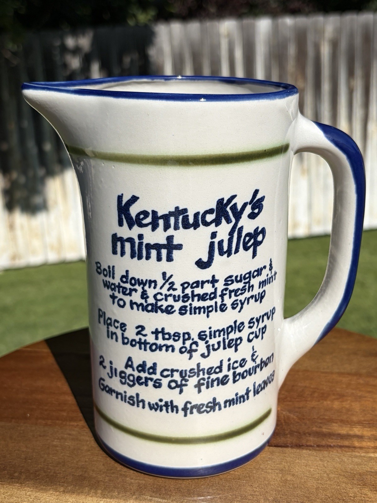 Louisville KY Pottery Stoneware Mint Julep Pitcher USA 36oz EUC