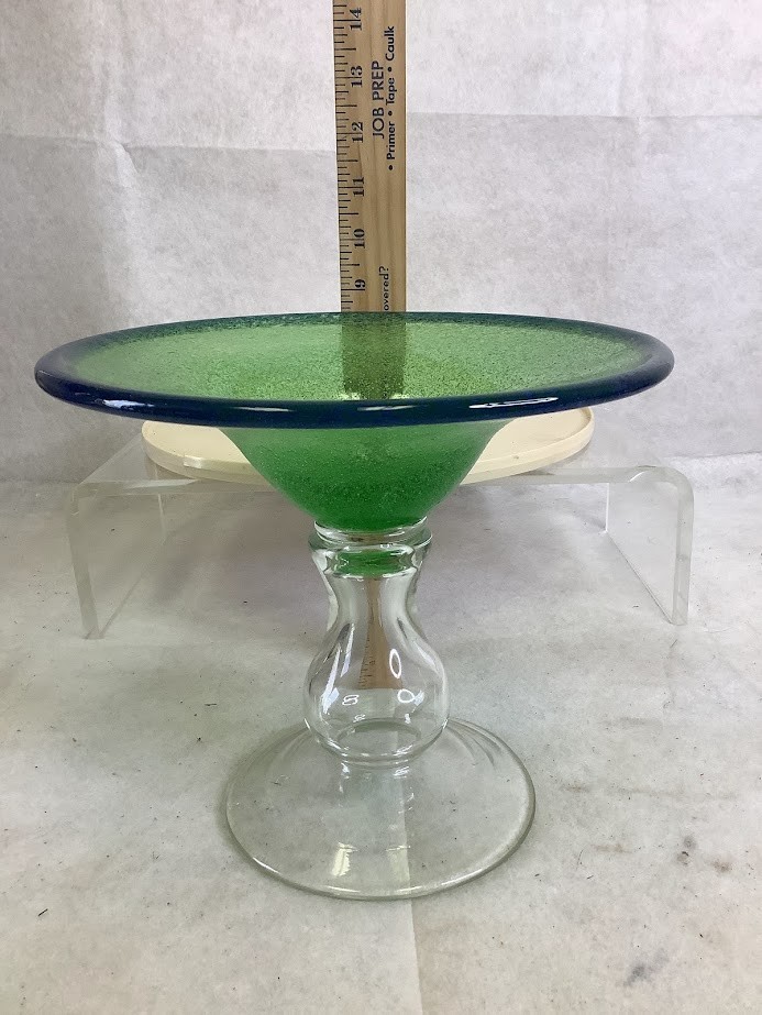 Vintage Benko Glass Pedestal Compote Bowl