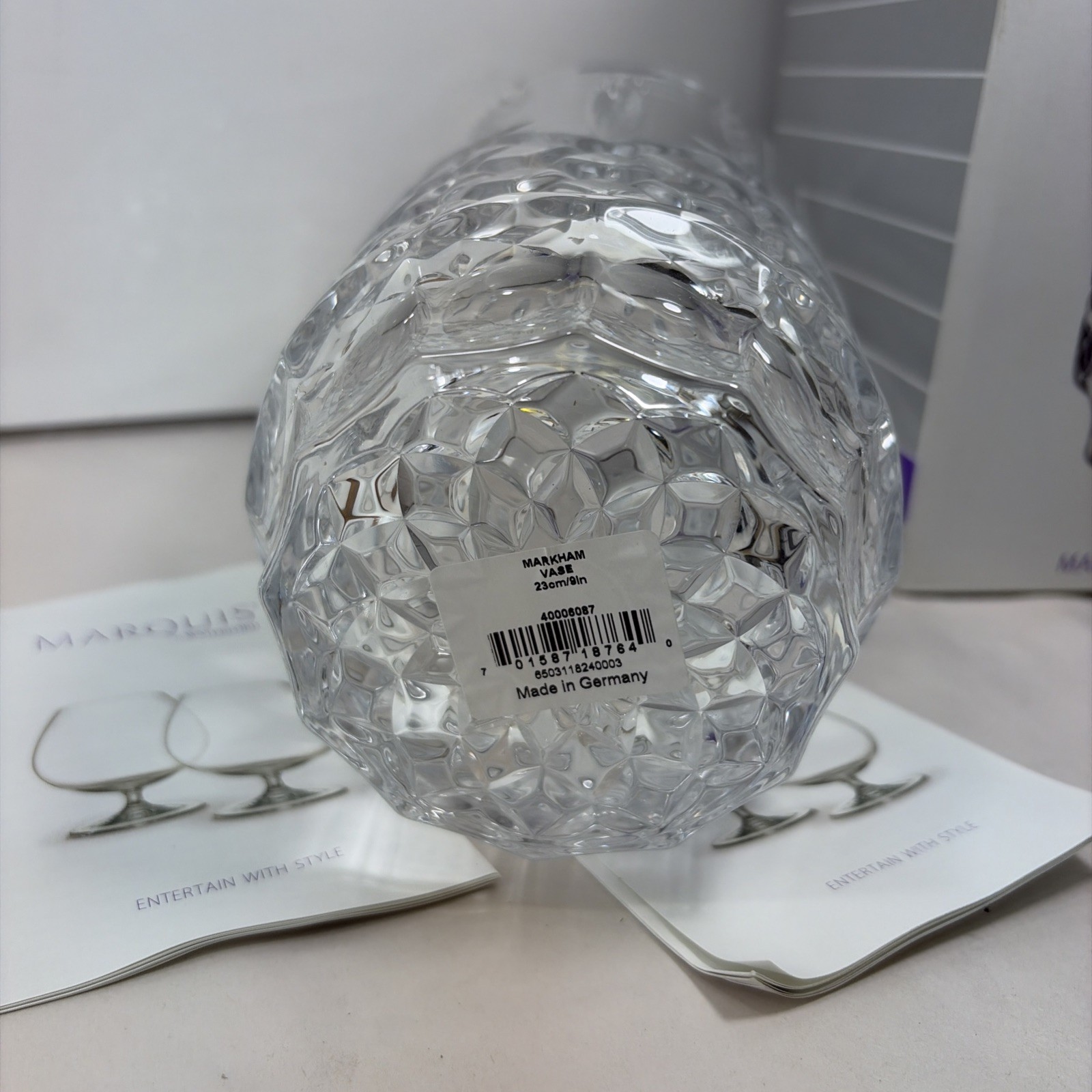 9″ WATERFORD Crystal Marquis Markham Vase Germany Heavy