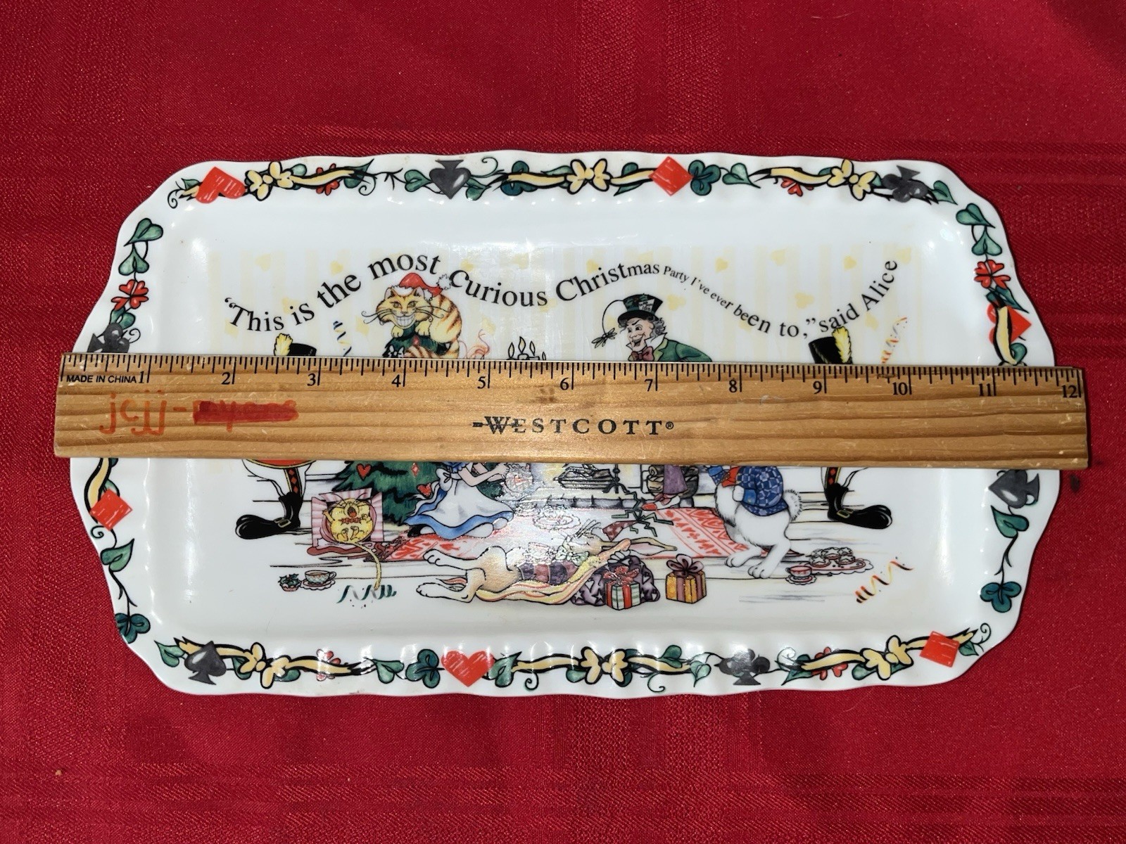 CARDEW ALICE IN WONDERLAND CHRISTMAS TEAPARTY PORCELAIN COOKIE TRAY 12×6 NWOB