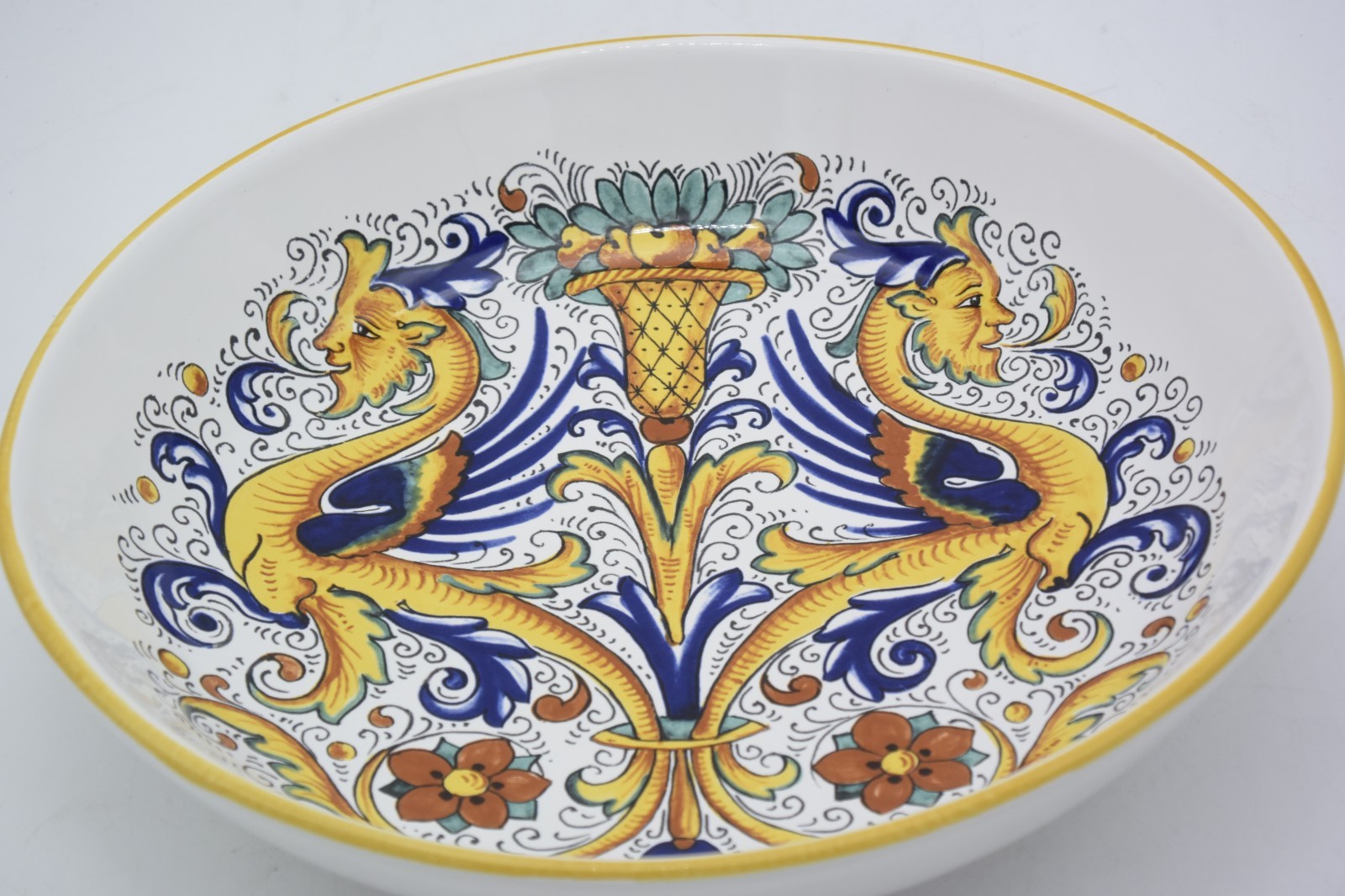 Ceramica Nova Deruta Italy Raffaellesco 11″ Pasta Serving Salad Bowl Dragon