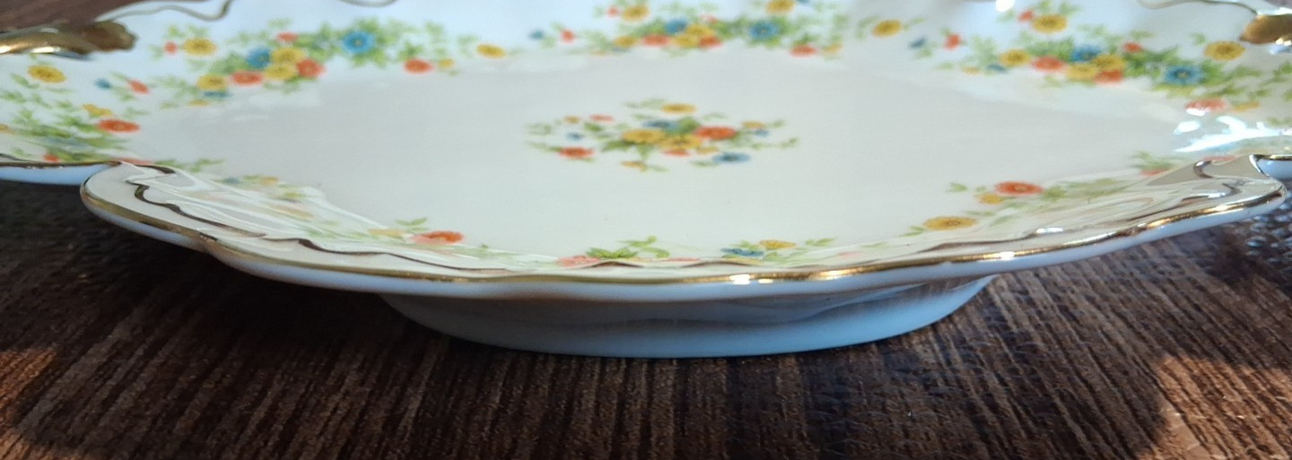 Vintage Lefton Summer Flowers Oval Platter Pattern #1905 Hand Painted Gold Trim