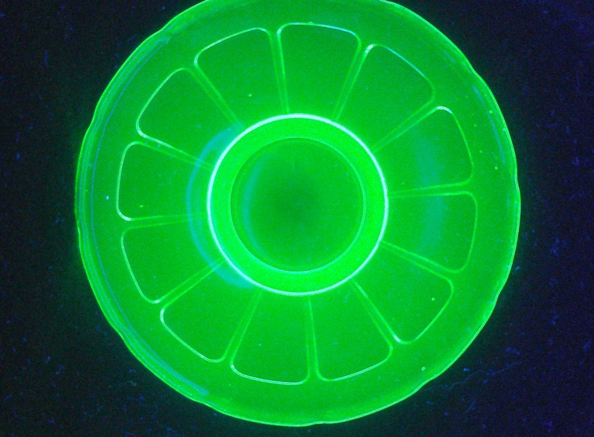 Uranium, Diamond Glass Co, Victory, Green, Cup & Saucer Sets, (2), c 1929, ExCd
