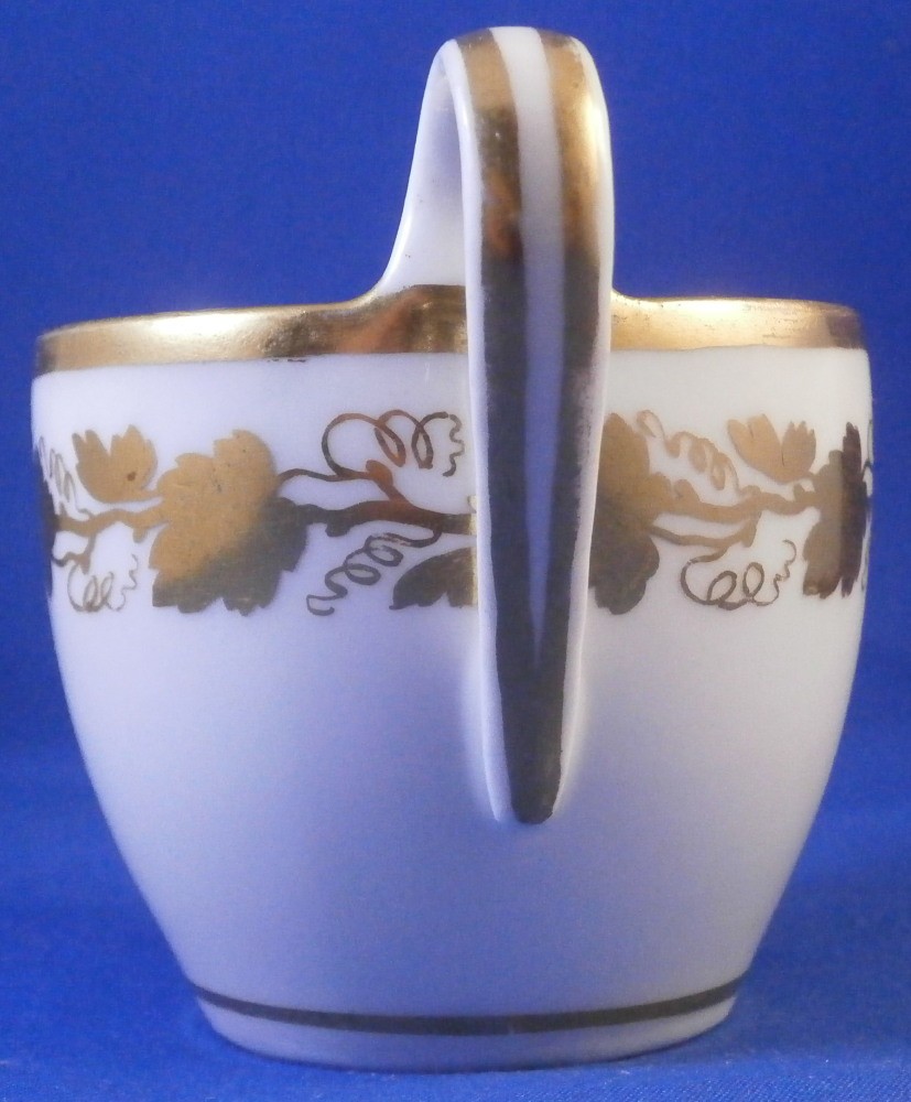 Antique 19thC Royal Vienna Porcelain Gold Grape Leaf Cup & Saucer Wien Austrian