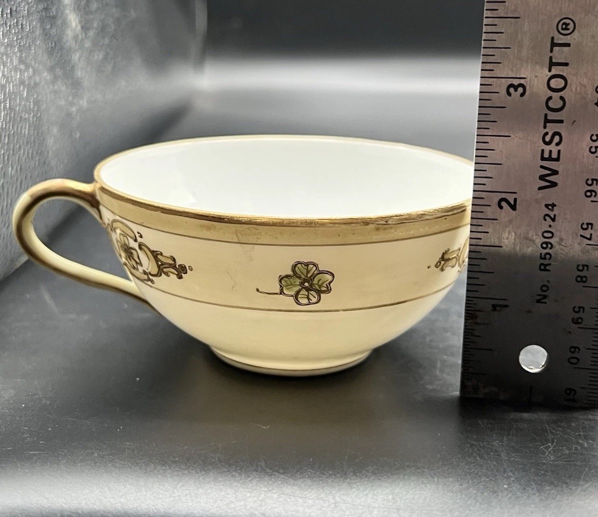 Nippon Morimura Teacup & Saucer Hand Painted Gold Design Vintage