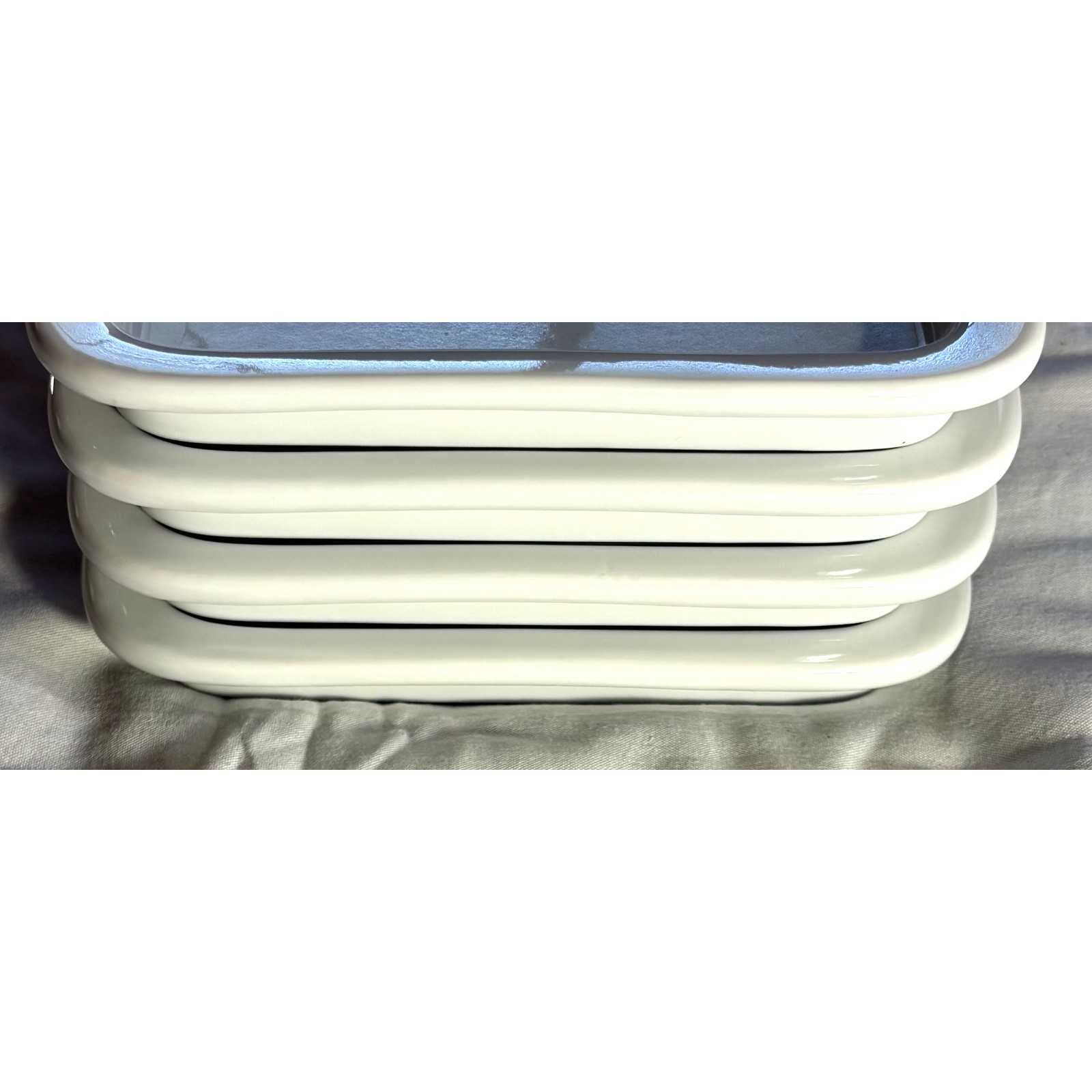 4 BIA Cordon Bleu White Divided Porcelain Soup Sandwich Plates 12 5/8″ x 6 5/8″