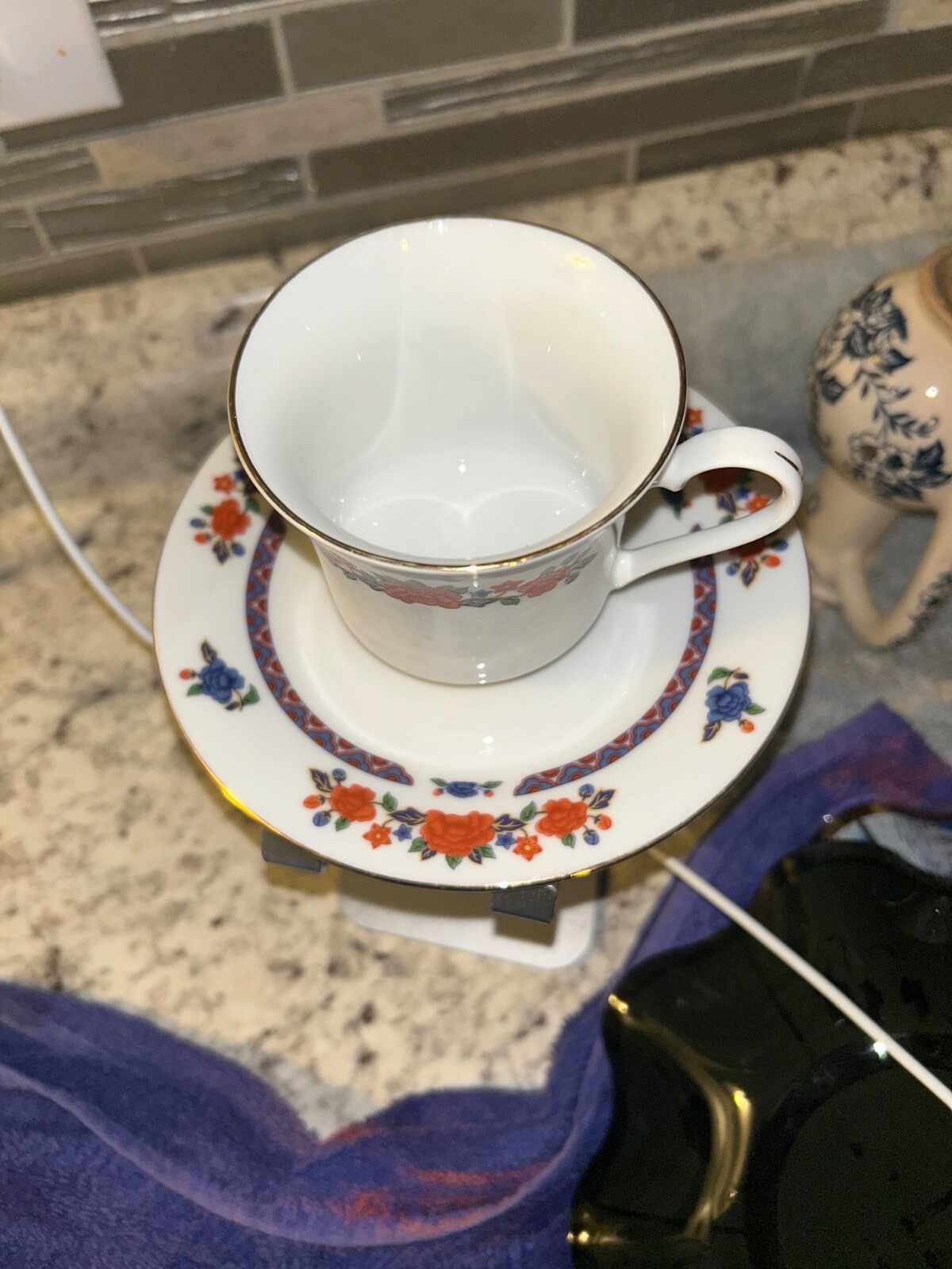 CROWN MING – 7 Pc Set – Fine Bone China Jian Shiang Tea Cup w/ Plates