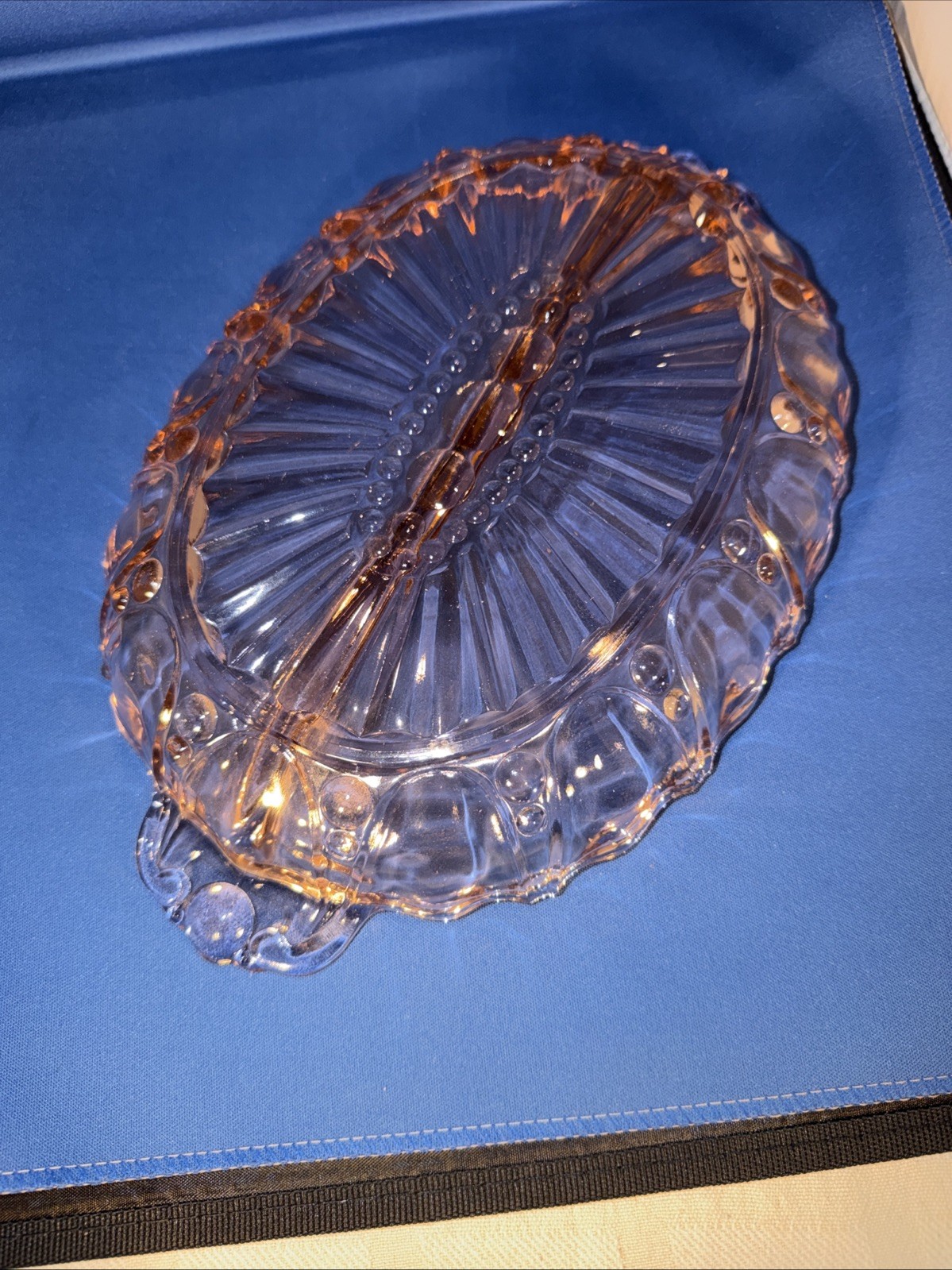 Pink Depression Glass Divided Relish Dish Anchor Hocking Oyster & Pearl 12″