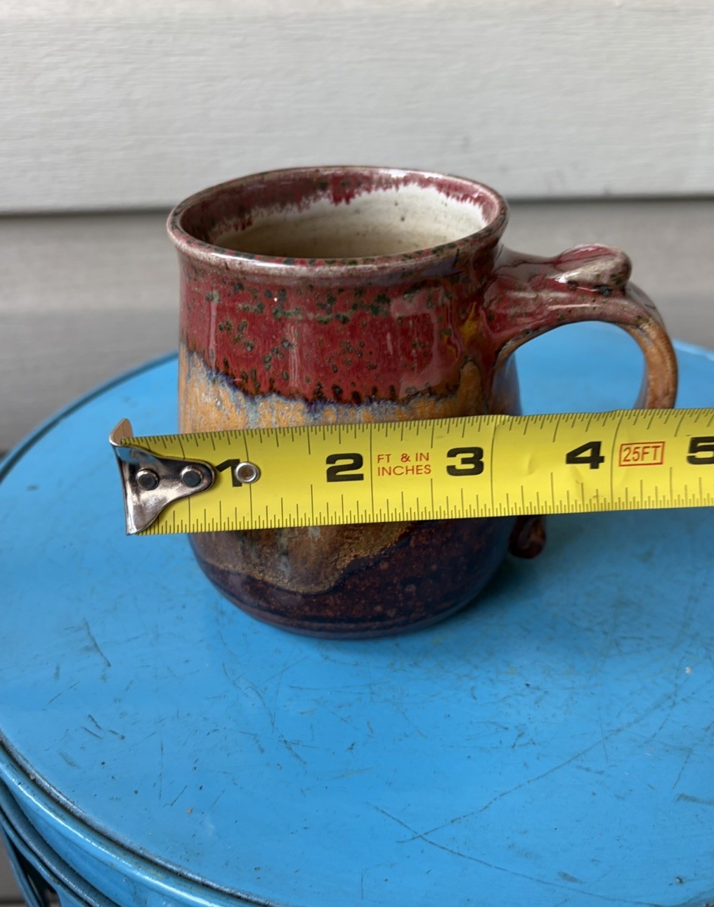 Mangum Studio Colorful Drip Folk Art Pottery Mug 2006 North Carolina 14oz
