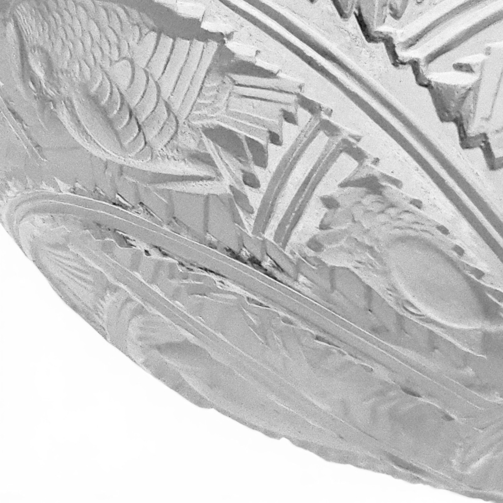 VTG Lalique France Pinsons Crystal Centerpiece Bowl Frosted Finches Signed 9.125
