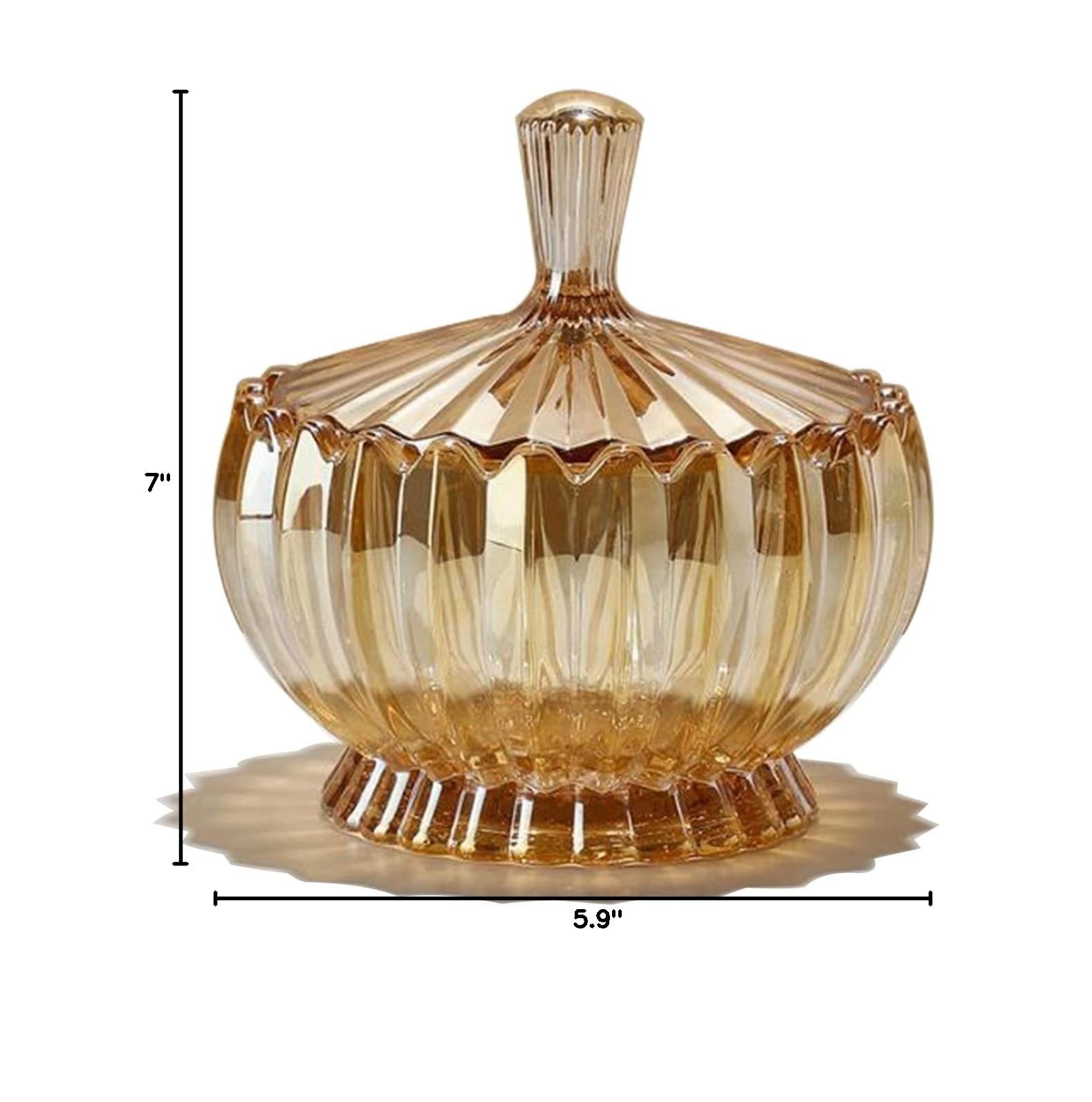 Decorative Amber Glass Candy Bowl with Cover, Crystal Fruit Plate, Elegant Servi