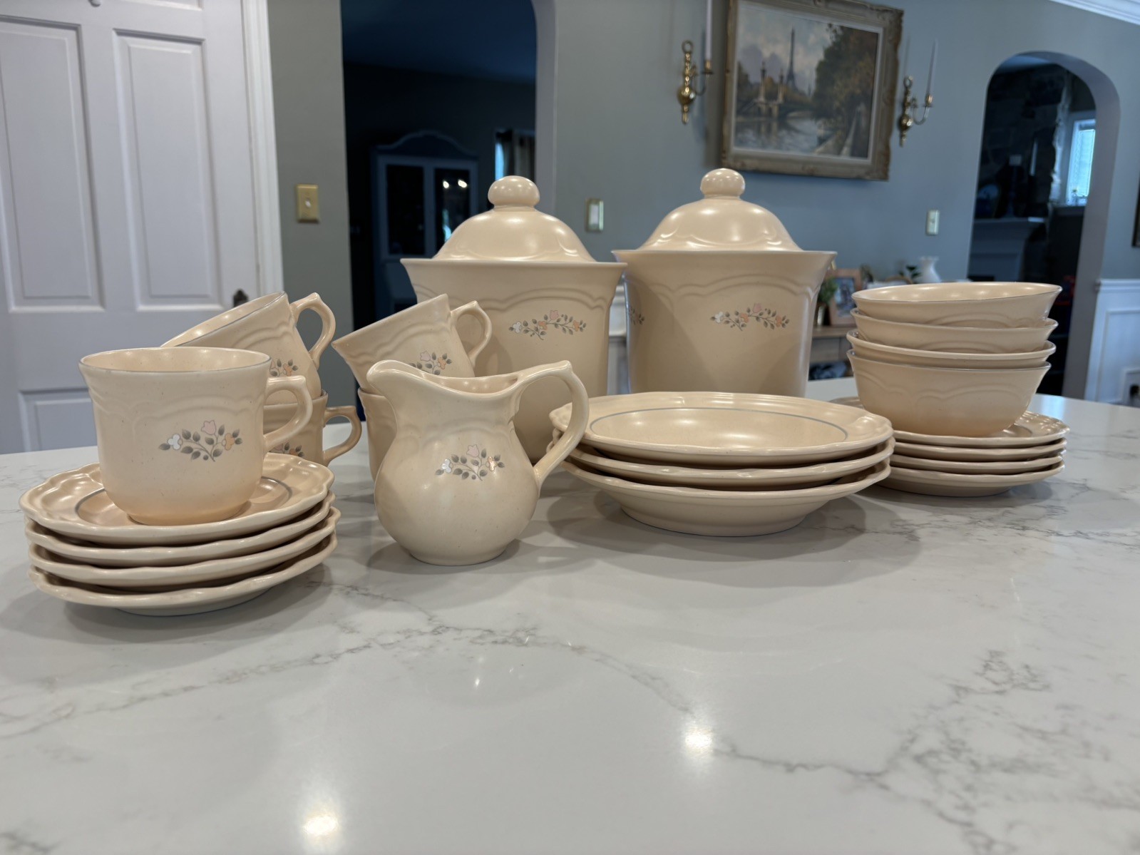 Pfaltzgraff Remembrance VINTAGE FLORAL DINNERWARE LOT CREAM IVORY PEACH PINK USA