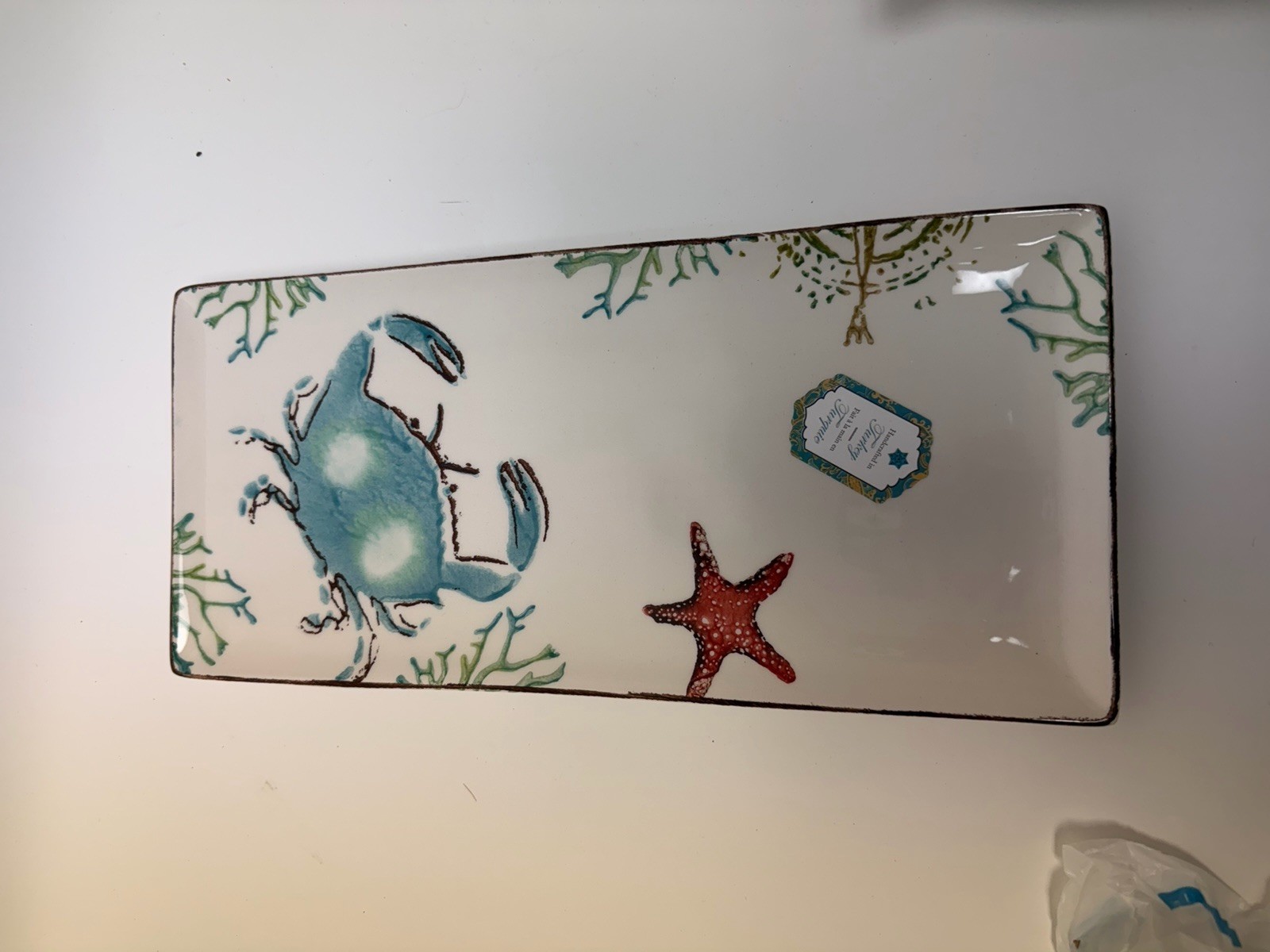 Papart 14″ x 6 1/4″ Rectangular Serving Dish with Sea Life Design