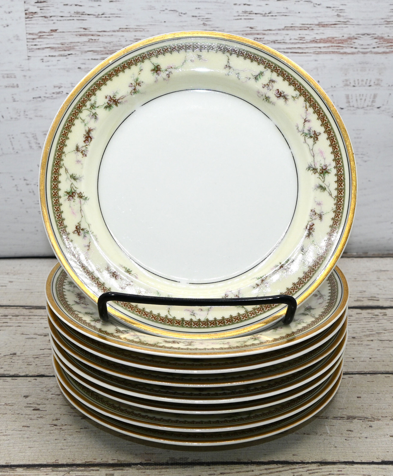 Haviland France Limoges Gold Trim Bread 6″ Plate Set of 8