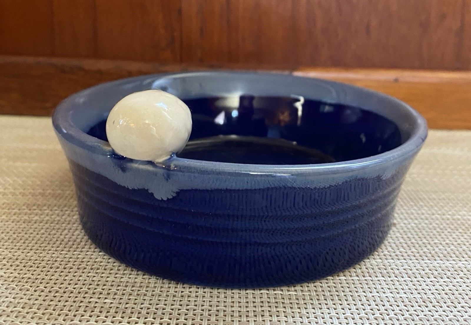 Blue Drip Glaze Pottery Bowl Egg 5 1/2” Across Tumbleweed Pottery