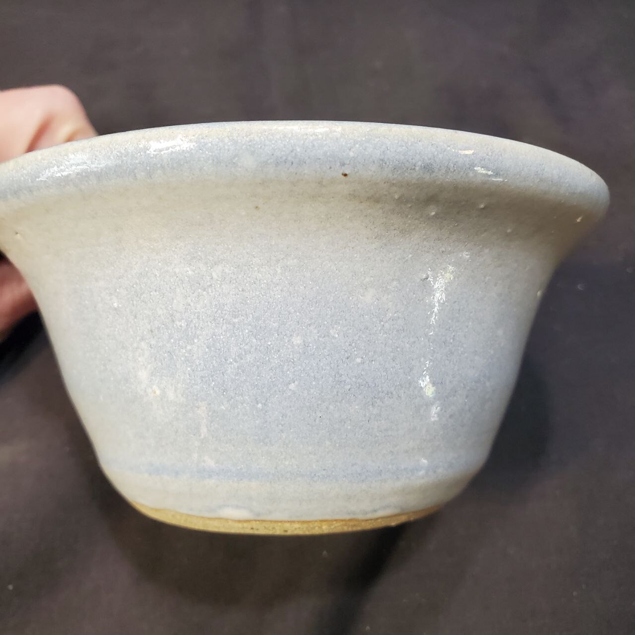 Hand Thrown Art Pottery Bowl Blue and Grey Glazed Signed 5″ Wide Stoneware
