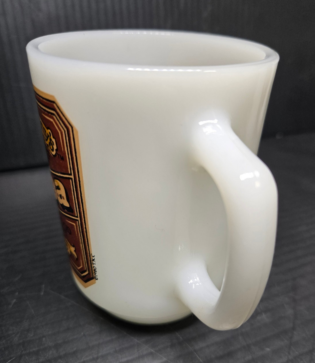 Set of 3 Vintage 1980s Anchor Hocking Aunt Jenny’s Cocoa & Tea Milk Glass Mugs