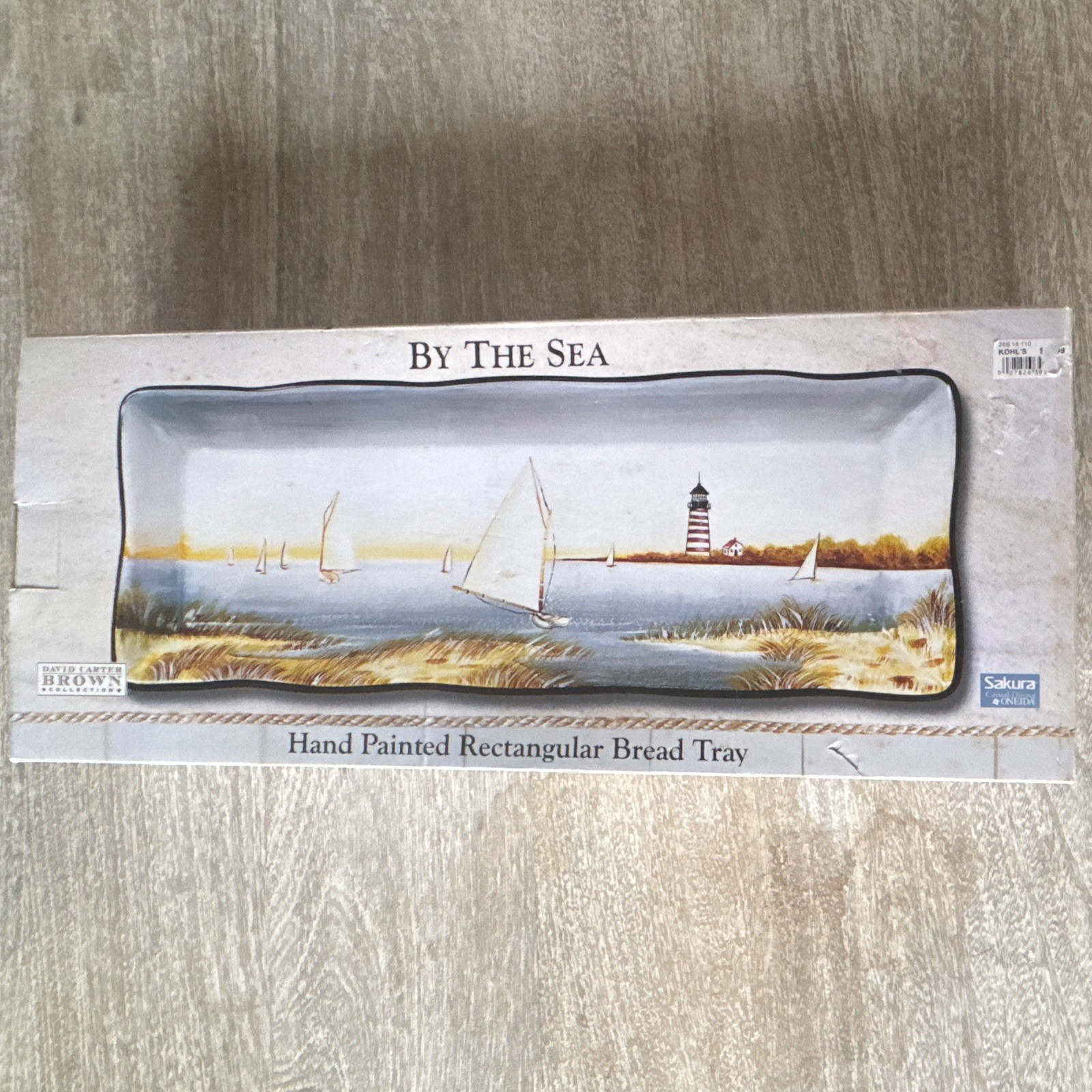 “By The Sea” Hand Painted Earthenware Bread Tray by artist David Carter Brown