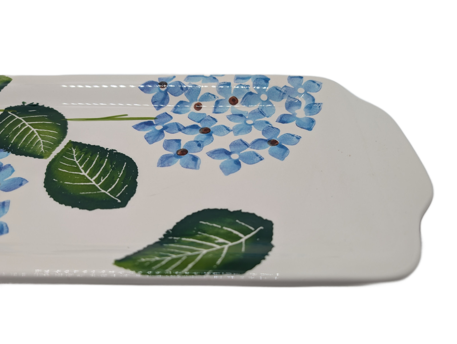 Hydrangea Mist Hand Painted Tray Portugal 16” Floral Serving Platter