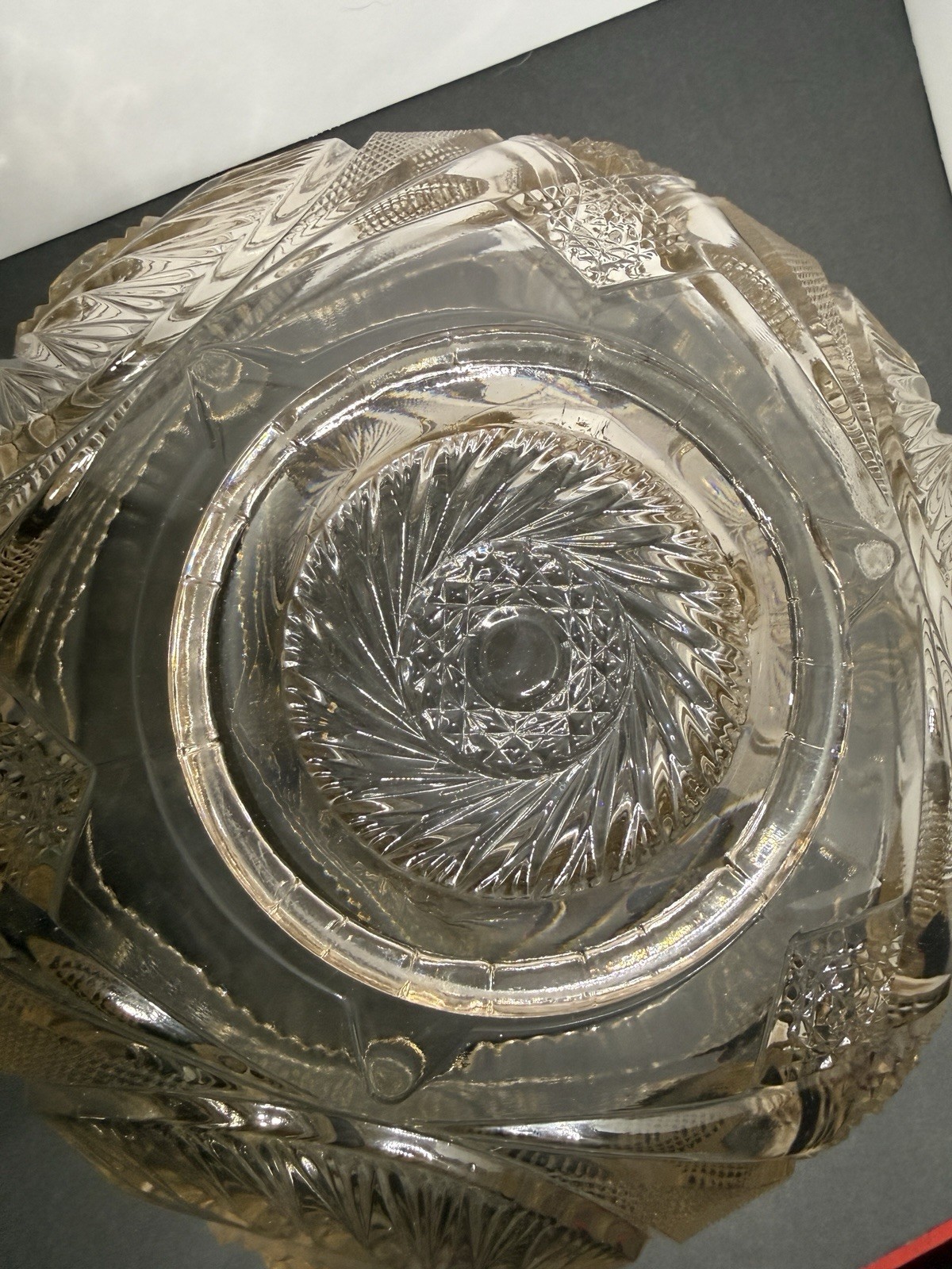 McKee Glass Aztec Design Punch Bowl hard to find Pale Pink Color 1896-1904