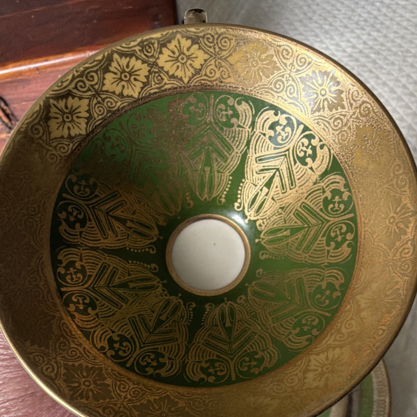 Vintage Mitterteich Bavaria Emerald Green Gold Gilt Tea Trio Germany