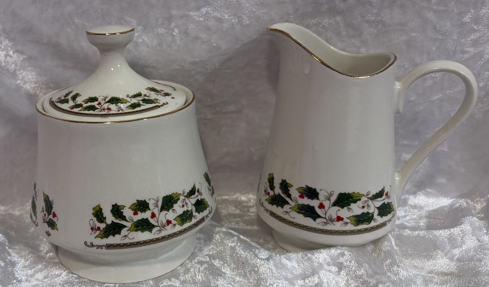 Holly Holiday Home for the Holidays Sugar and Creamer Set Christmas