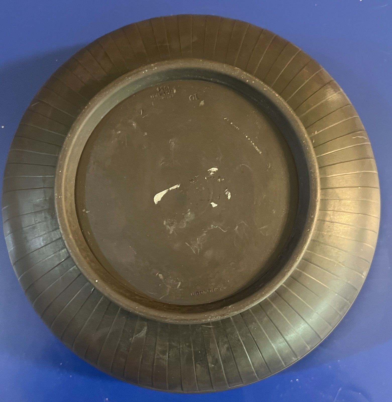 Large 10″ 19th C. Wedgwood Engine Turned Black Basalt Bowl Compare to $400…..