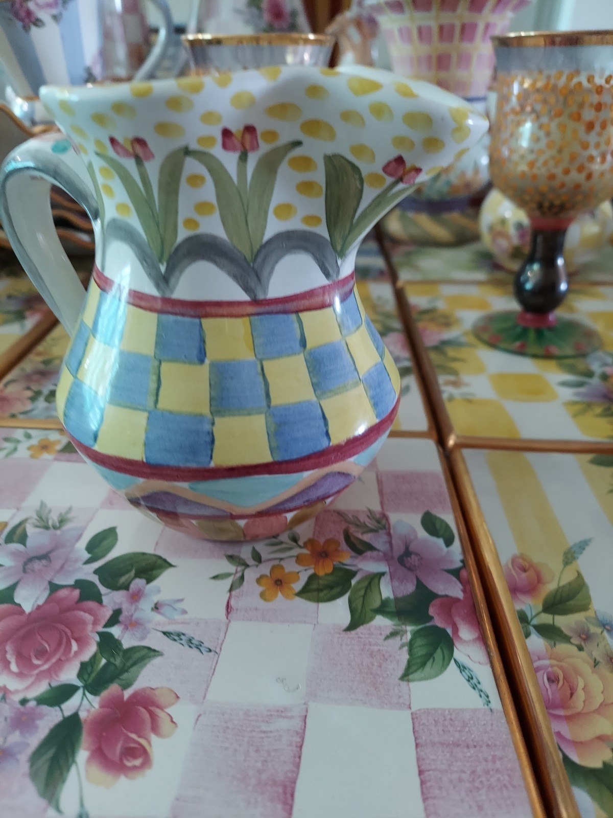 MacKenzie-Childs Odd Fellows Ceramic Creamer Pitcher