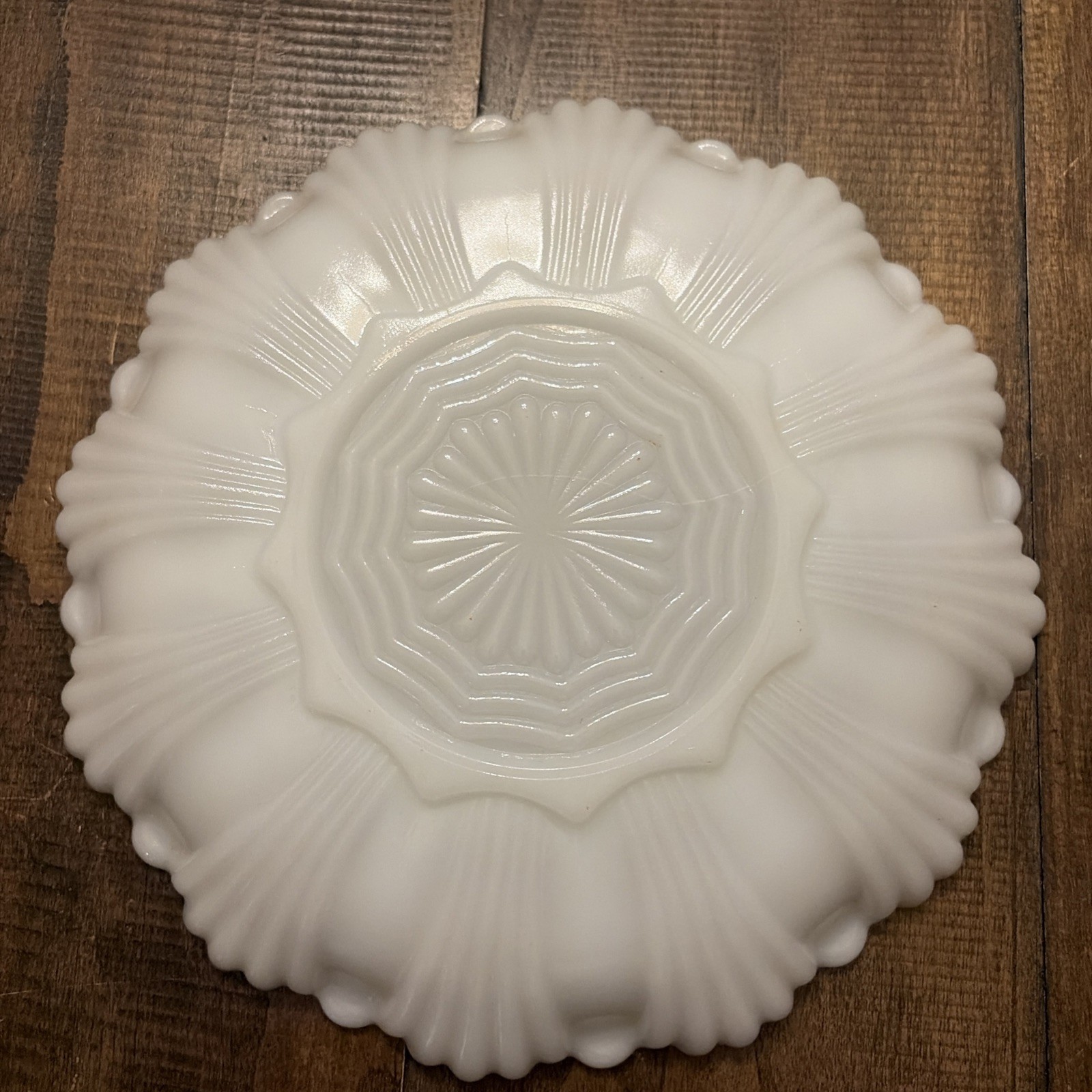 VTG 1950-1959 MCM Anchor Hocking Milk Glass Deviled Egg Plate W/Gold Rim